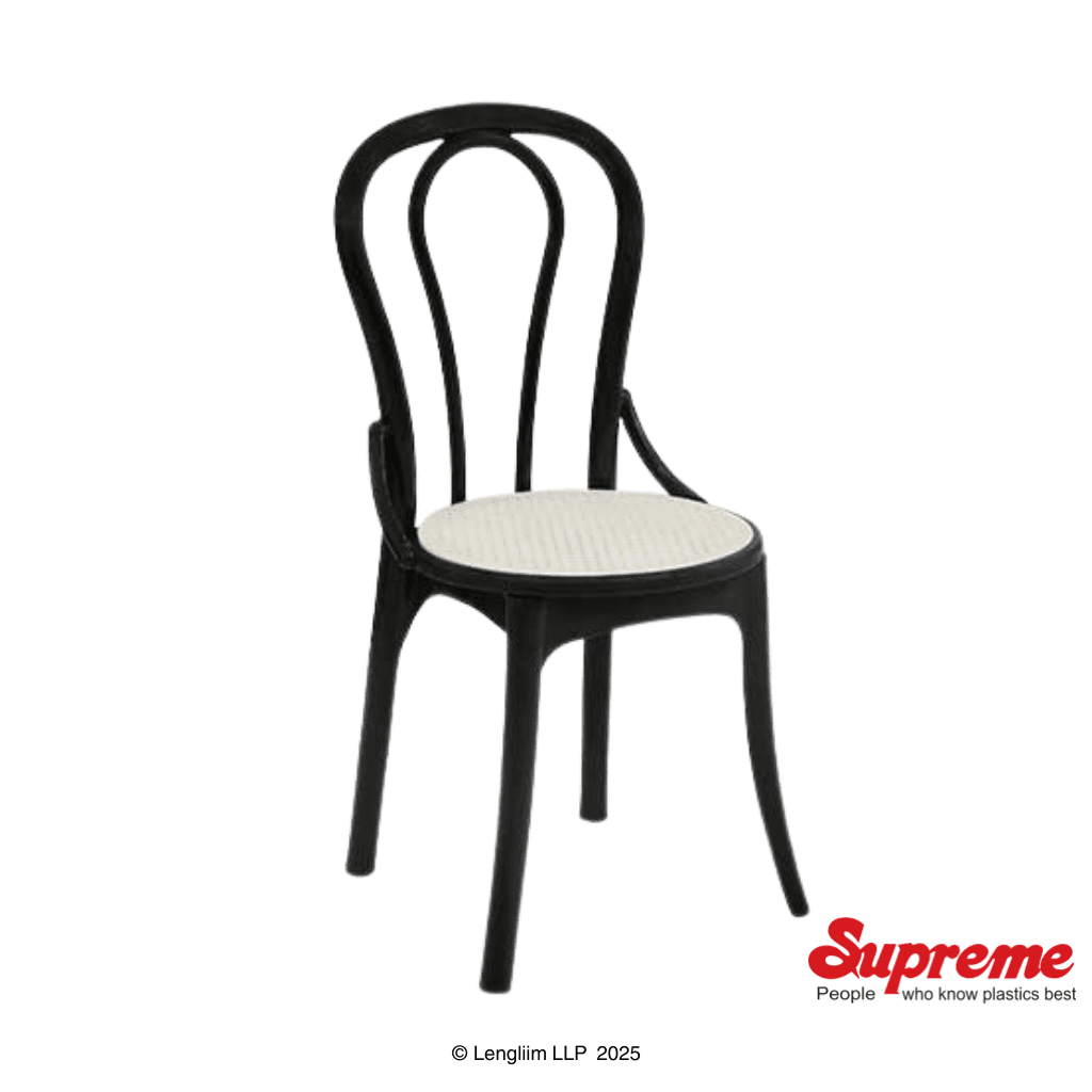 Supreme Furniture Pearl Cane Plastic Chair (Black)